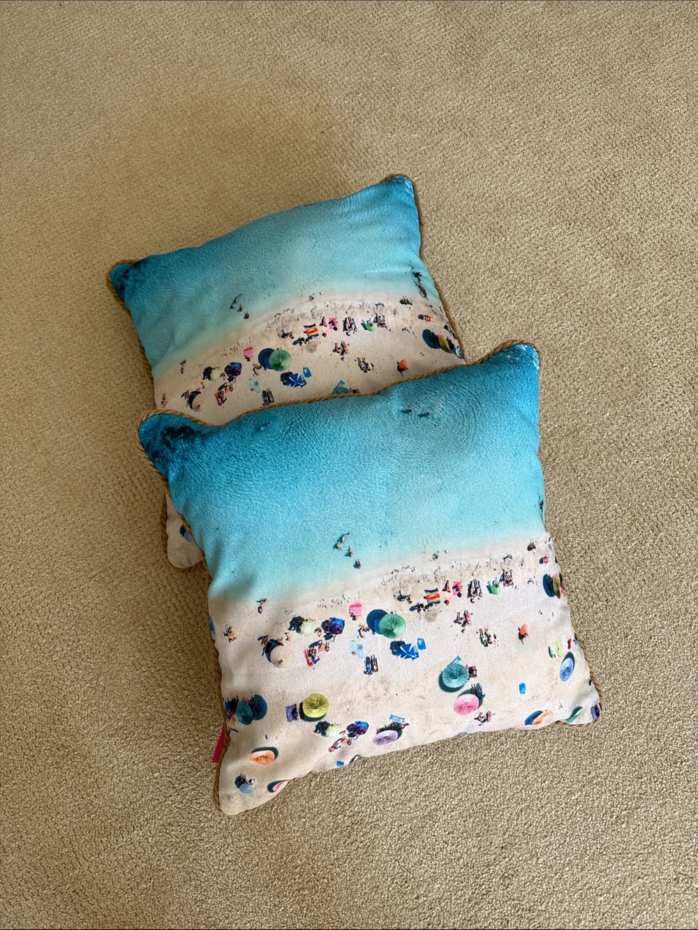Swim Blue Ombre Beach Print Throw Pillow